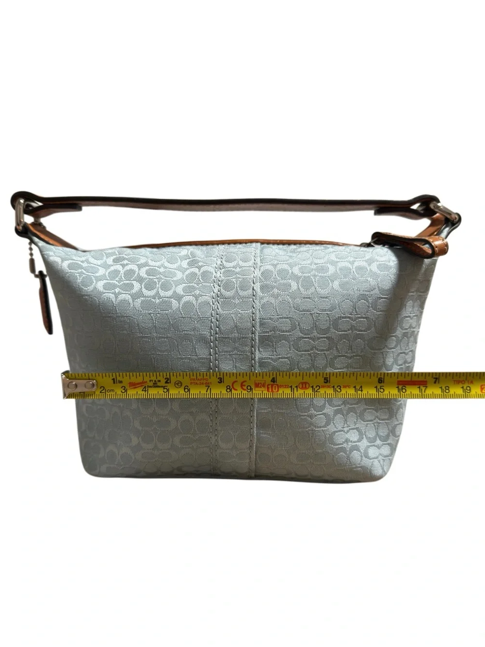 Vintage Coach Y2K Soho Mini Signature Jacquard Top Handle Aqua Blue